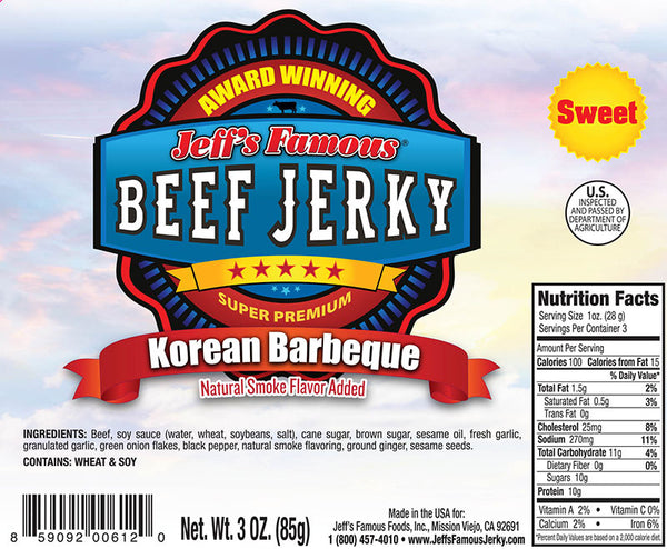 Korean BBQ Beef Jerky by Jeff's Famous Jerky